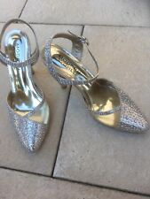 Damen Pumps Schuhe  Größe 38 gold mit Glitzersteinchen durchsichtiger Einsatz