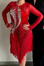 Latein Turnierkleid Ajour Design mit Swarovski Steinen Gr. 36/38