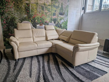Polinova Ecksofa N2884 Echtleder LaTempra creme, Federkern, Longlife Semi Anilin