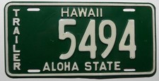 USA Nummernschild aus Hawaii "ALOHA STATE"  TRAILER/Anhänger 1961-1968 genutzt.