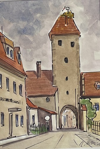 Freystadt oberes tor aquarell - freystadt,