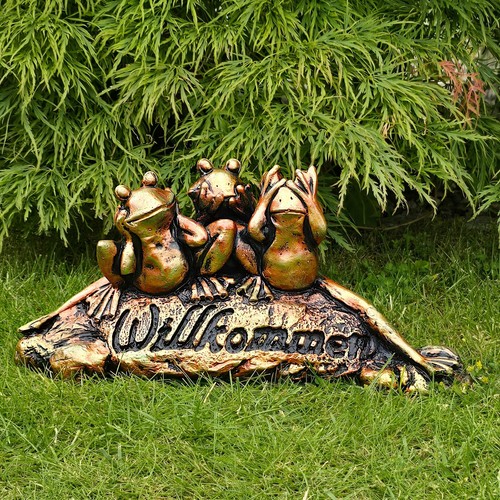 Steinfigur frosch willkommen - steinfigur,