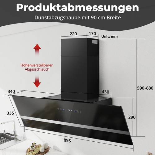 Sndoas 90cm wandhaube leiser - wandhaube,