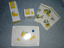 4- Set Amalfi  Keramik Ölflasche/ Schälchen+ Geschirrtücher/Tablet "Zitrone"NEU