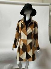 Damen Wildleder Leder Trenchcoat Jacke Patchwork Braun Größe S M L XL XXL 3XL