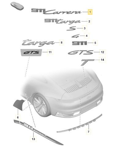 Für porsche 992 - porsche, schriftzug