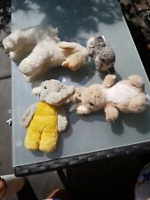 Steiff Tiere weich Baby 2x Hase 1 Elefant 1 Schaf teildef. ZT mit Fahne Knopf