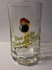 "Das gute Riebeck-Bier" aus Altenburg - Henkelglas 0,5  email. Logo + GM "Krone"