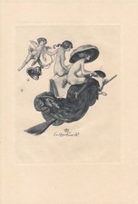 Exlibris Bookplate Heliogravüre Franz von Bayros 1866-1924 Akt Schwein Richter