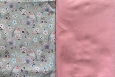 Jersey Stoff Paket Vögel Blumen Uni  je 1 m Länge x volle Breite Rosa beige 