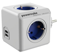 allocacoc PowerCube DuoUSB Original, 4x Verteiler mit 2x USB, 230V Schuko