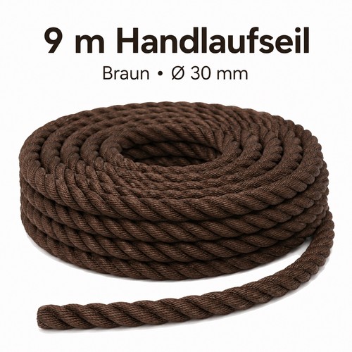 Handlaufseil braun ø30mm - 9m,