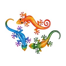 3er Set Wand-Deko Gecko Gekko