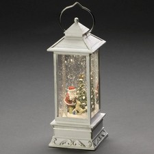 KONSTSMIDE LED Schnee Wasser Laterne WEIHNACHTSMANN MIT HUND 10,5x27 cm