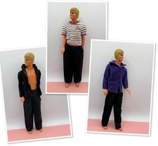 Alte Barbie Petra Puppekleidung für den Mann- Hose und versch. Oberteile /Jacken