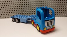 LEGO Duplo LKW blau rot Tieflader Baustelle Laster Sattelauflieger