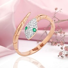 Snake ring rose white gold - , 585