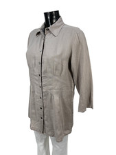 Joe Taft Damen Bluse Oberteil Gr 38 Grau Leinen  ( S 4576 )