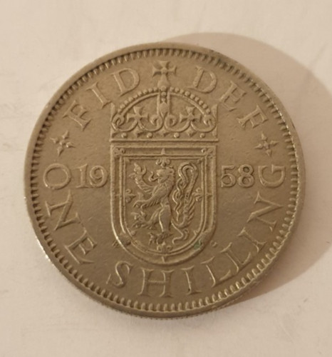 1958 one shilling - shilling, queen