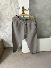 Damen Leinen Sommer Hose, Grau, Größe 38