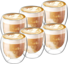 6x Doppelwandige Thermo Gläser Kaffeegläser Latte Cocktail Tee 250ml Glas Tasse