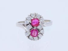 Vintage Ring 0,70 Karat Brillanten Rubine 585 Gold Deutschland um 1970 deta