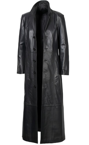 Herren leder langer mantel - herren,