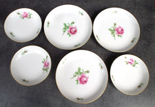 Fürstenberg Rote Rose 3 Kuchen,- + 3 Unterteller. Porzellan Goldrand 18 + 13,8