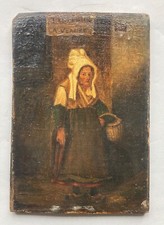 Ölbild 19. Jahrhundert Porträt Frau Frankreich Tableaux a Vendre 25,7 x 17,7 cm