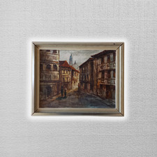 ORIGINAL Ölgemälde auf Leinwand inkl. Rahmen | Stadtansicht/Figuren | Signiert