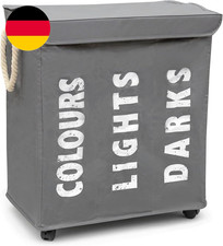 Osoltus Wäschebox - Wäsche-Sortierer Mit Deckel & Rollen - Bad-Organzier - Wäsch