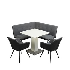 Sitzgruppe Anthrazit/Grau/Weiß Joschka Esstisch Eckbank und Esszimmerstühle HTI-