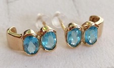 Gold Ohrstecker Ohrhänger Gelbgold 375 mit Blautopas von Scala, Neuwertig, Top