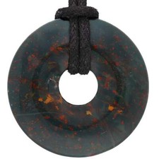 Heliotrop Donut 30 mm Anhänger mit Baumwollband | Edelsteinschmuck