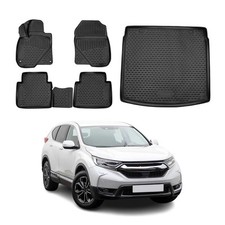 Fußmatten & Kofferraumwanne Set für Honda CR-V 2016-2025 Gummi TPE Schwarz 5x