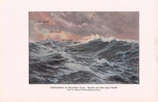 Frühlingssturm im Atlantischen Ozean - Hans Bohrdt - 1924 - Kunstdruck ~16x25cm