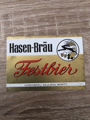 Bieretikett hasenbräu saulgau - hasenbräu,