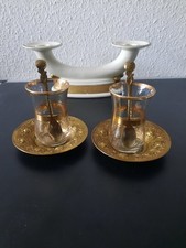 Türkische Teegläser mit Löffel und Untersetzer goldfarben 2 Stück sehr dekorativ
