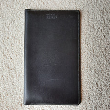 Taschenkalender Hülle Werbung "BFG" ca 10 x 17 cm, Leder?, schwarz