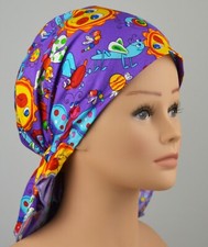 Bandana Kopftuch Kinder bunt lila Blumen Gr. 49 bis 51 ohne Binden Hippie Chemo