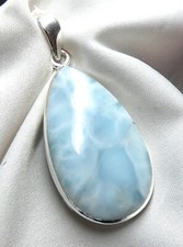 ? Anhänger 925 Silber großer, echter Larimar Tropfen ca. 8,5 g UNIKAT NEU?