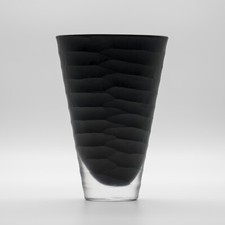 Hutschenreuther Black Glass Vase EASY Oval 20 cm Handmade Pattern Post Modernist