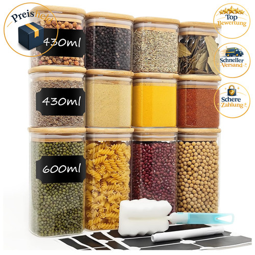 Vorratsdosen glas 12er set - glas,