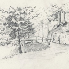 Waldweg Zeichnung 1885