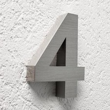 3D Hausnummer 4 Edelstahl in