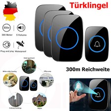 Wasserdicht LED 300m Wireless Kabellose Türklingel Funkklingel 1/2/3 Empfängern
