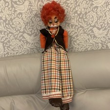 Vintage Clown Puppe 25 Zoll Ari Königseer GRD Germany aus den 70er Jahren verwurzelte Haare 
