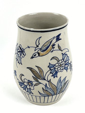 Vase keramische Werkstätten Herrsching (1909-1929) Entw. E. Butters Vogel Blumen
