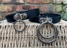 Echt leder ring choker - leder, d&o-ring