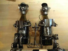 Metallfiguren Weinflaschenhalter Rentnerpaar, Freizeit, Deko (ohne Wein)